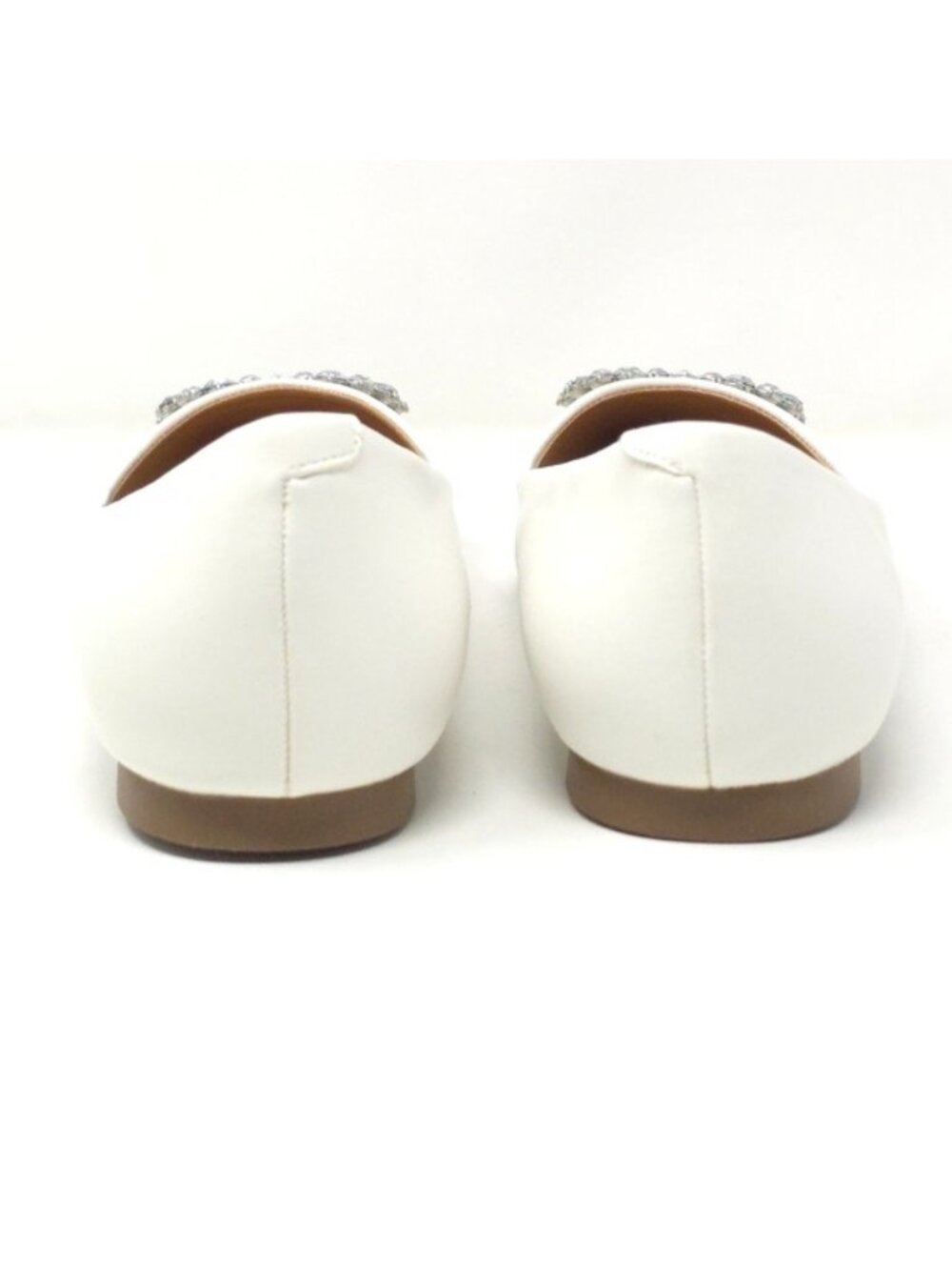 Brinley Co. Jewel Pointed Toe Ballet Flats Ivory Faux Leather Size 7.5M - Picture 5 of 10